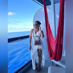 ZARA NWT DRAPED HALTER DRESS ECRU